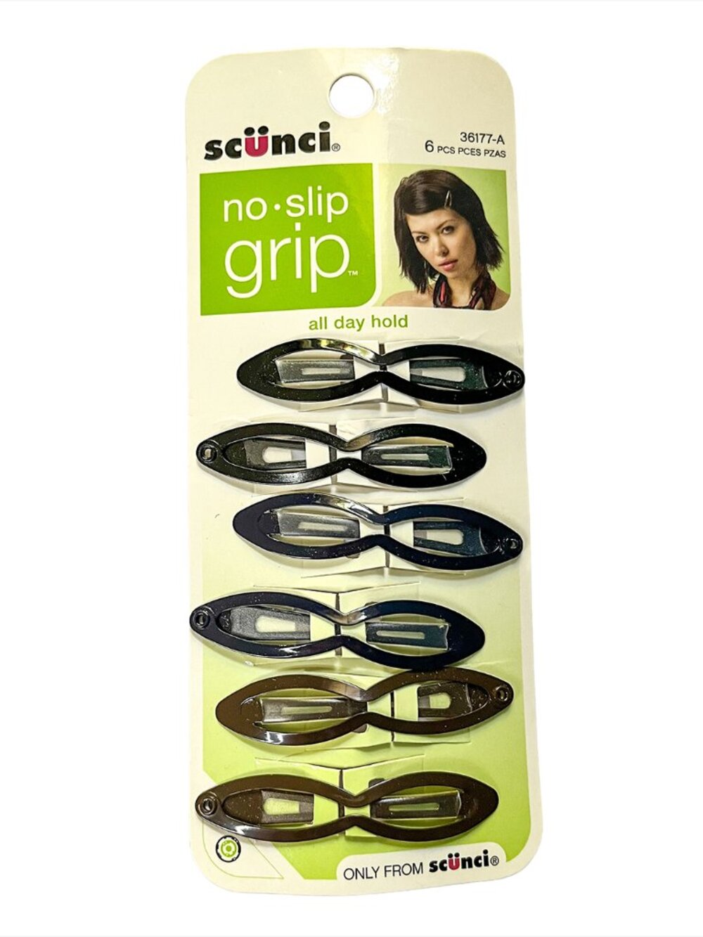 Rare VINTAGE Deadstock Scünci No-Slip Grip Hair Clips – Set of 6 – NIP/NOS